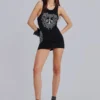 Mini-robe gilet « Fleur de Lis » à strass Rock Revival