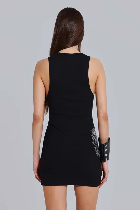 Mini-robe gilet « Fleur de Lis » à strass Rock Revival