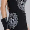 Mini-robe gilet « Fleur de Lis » à strass Rock Revival