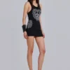 Mini-robe gilet « Fleur de Lis » à strass Rock Revival