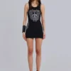 Mini-robe gilet « Fleur de Lis » à strass Rock Revival