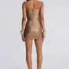 Mini-robe « Idol » en tissu bandage métallisé, couleur bronze