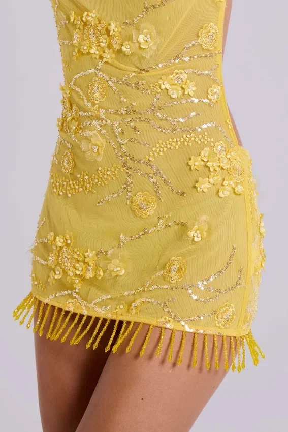 Mini-robe ornée Ellora, couleur Solar