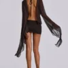 Mini-robe plongeante en maille Aria, marron