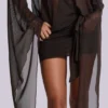 Mini-robe plongeante en maille Aria, marron