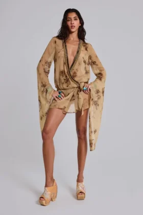 Mini-robe portefeuille en mousseline Iberis