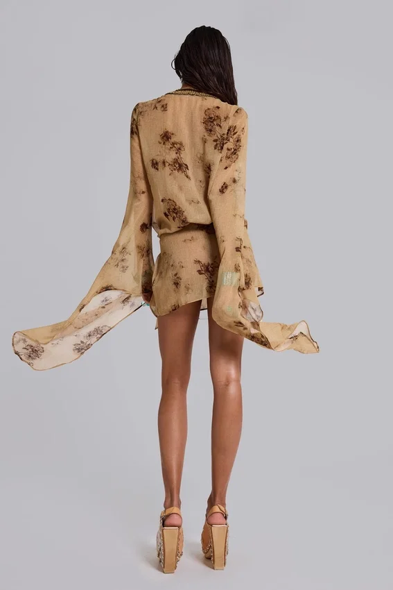 Mini-robe portefeuille en mousseline Iberis