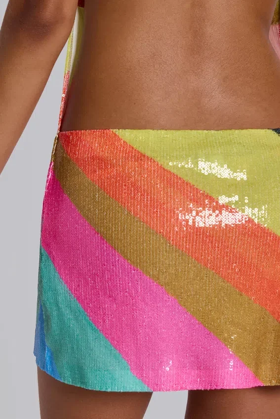 Mini-robe à rayures et paillettes dos nu Toryn