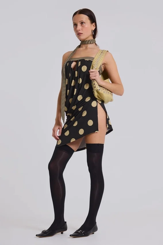 Mini-robe sans bretelles Lola à pois et rayures