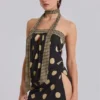 Mini-robe sans bretelles Lola à pois et rayures