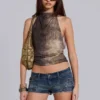 Mini-short en denim Ardor, délavage bleu
