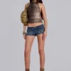 Mini-short en denim Ardor, délavage bleu