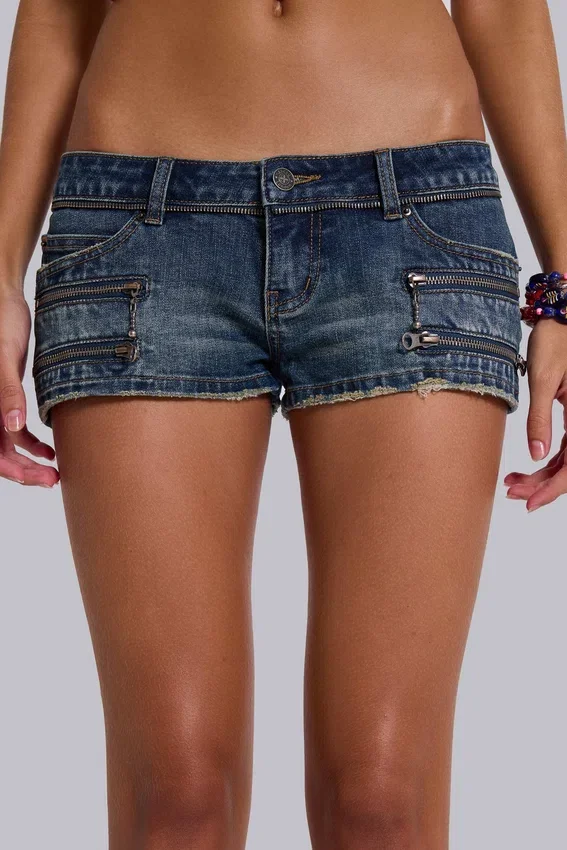 Mini-short en denim Ardor, délavage bleu