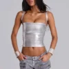 Mini-short en denim enduit Ardor, couleur argent