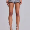 Mini-short en denim enduit Ardor, couleur argent