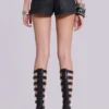 Mini-short en denim enduit Ardor, noir
