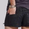 Mini-short en denim enduit Ardor, noir