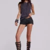 Mini-short en denim enduit Ardor, noir