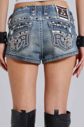 Mini-short en denim orné Rock Revival