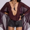 Mini-short en simili cuir Vaca à surpiqûres, noir