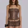 Mini-short en simili cuir Vaca Whipstitch marron