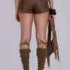 Mini-short en simili cuir Vaca Whipstitch marron