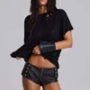 Mini-short Rebel Military en cuir PU