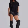 Mini-short Rebel Military en cuir PU