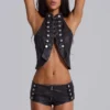 Haut en cuir PU « Rebel Military »