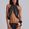 Haut en cuir PU « Rebel Military »