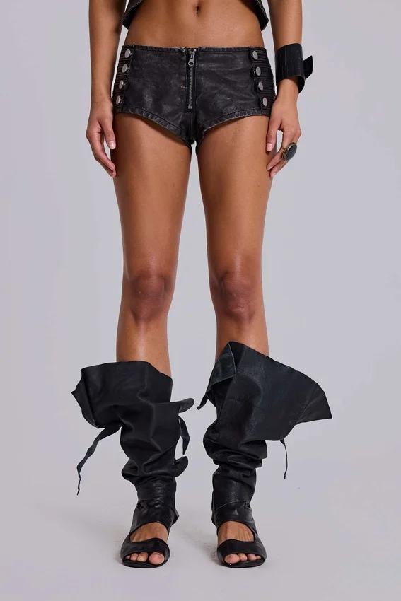Mini-short Rebel Military en cuir PU