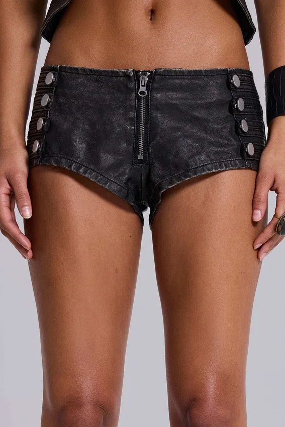 Mini-short Rebel Military en cuir PU