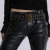 Pantalon bootcut « Black Carbon » clouté