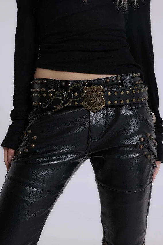 Pantalon bootcut « Black Carbon » clouté