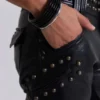 Pantalon bootcut « Black Carbon » clouté
