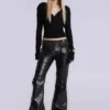 Pantalon bootcut « Black Carbon » clouté