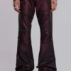 Pantalon bootcut « Drift » en simili cuir clouté bordeaux