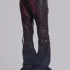 Pantalon bootcut « Drift » en simili cuir clouté bordeaux
