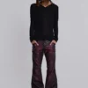 Pantalon bootcut « Drift » en simili cuir clouté bordeaux
