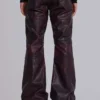 Pantalon bootcut « Drift » en simili cuir clouté bordeaux