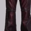 Pantalon bootcut « Drift » en simili cuir clouté bordeaux