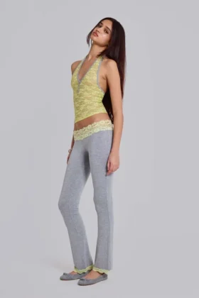 Pantalon bootcut en jersey de dentelle Cassia