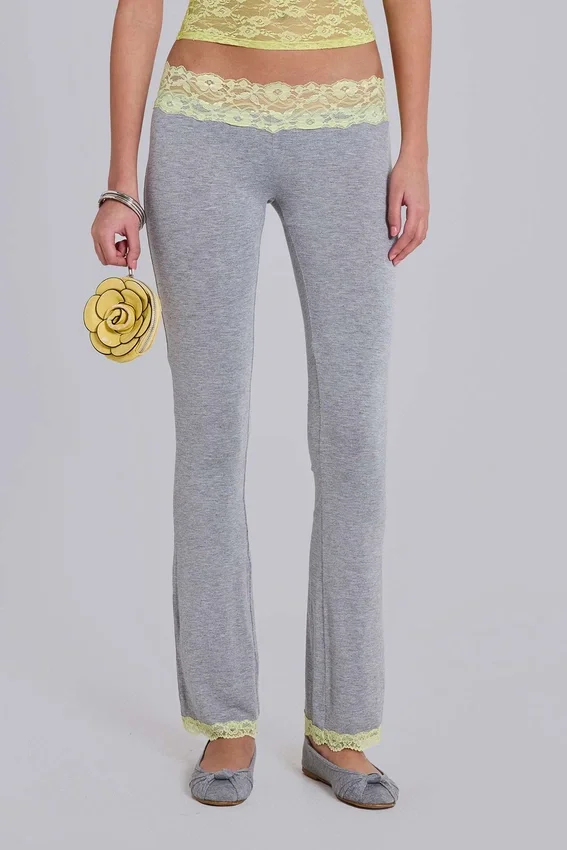 Pantalon bootcut en jersey de dentelle Cassia