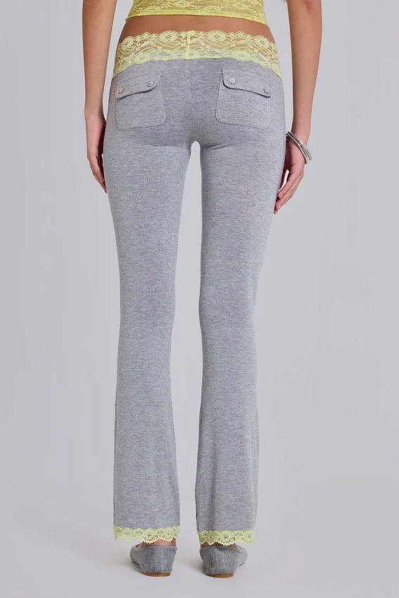Pantalon bootcut en jersey de dentelle Cassia