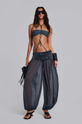 Pantalon bouffant à revers clouté Pelagia