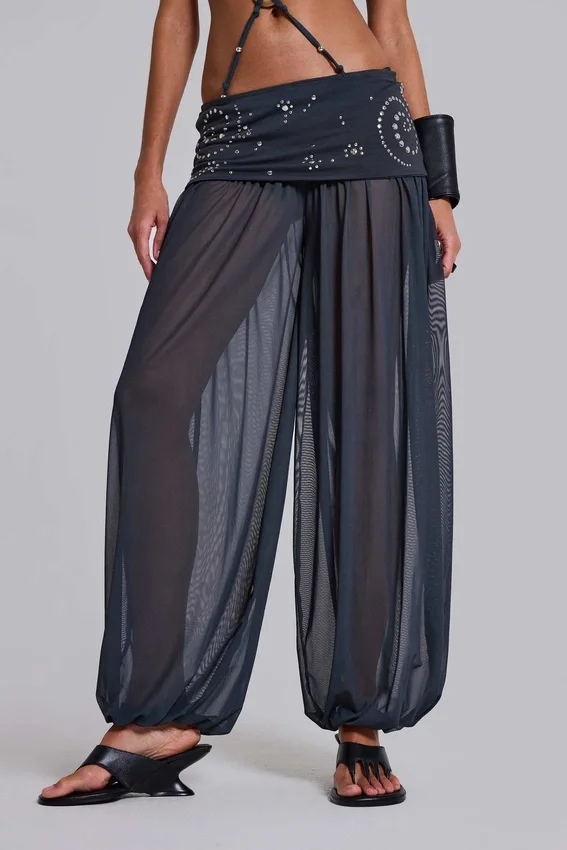 Pantalon bouffant à revers clouté Pelagia