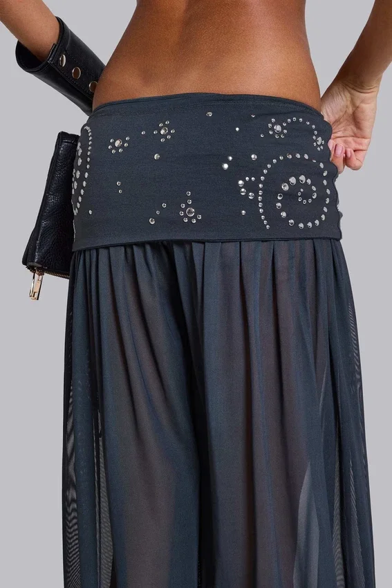 Pantalon bouffant à revers clouté Pelagia