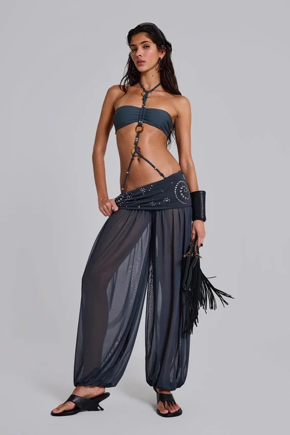 Pantalon bouffant à revers clouté Pelagia