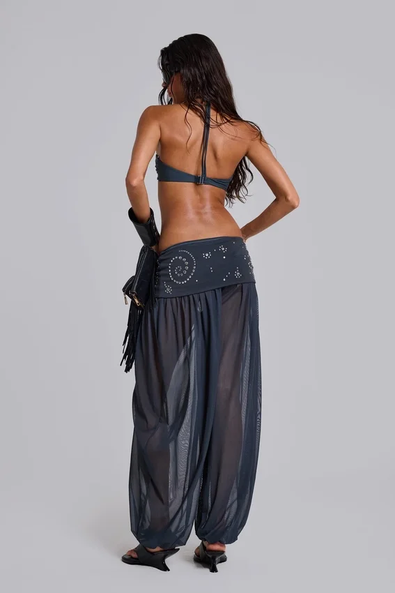 Pantalon bouffant à revers clouté Pelagia