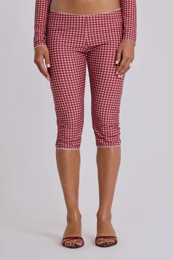Pantalon capri de bain à carreaux Freda